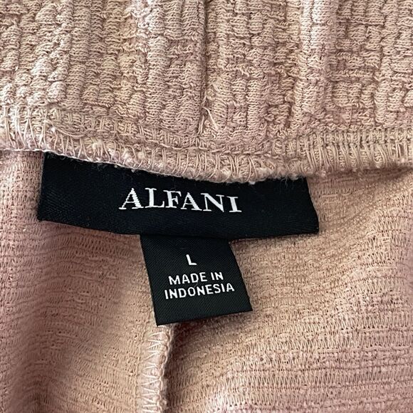 Alfani Large Ankle Wide Leg Pants Stretch Hi-Rise Pull-On Clay Beige Textured - Picture 4 of 7